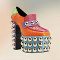 Alligator Print Platform Chunky High Heels