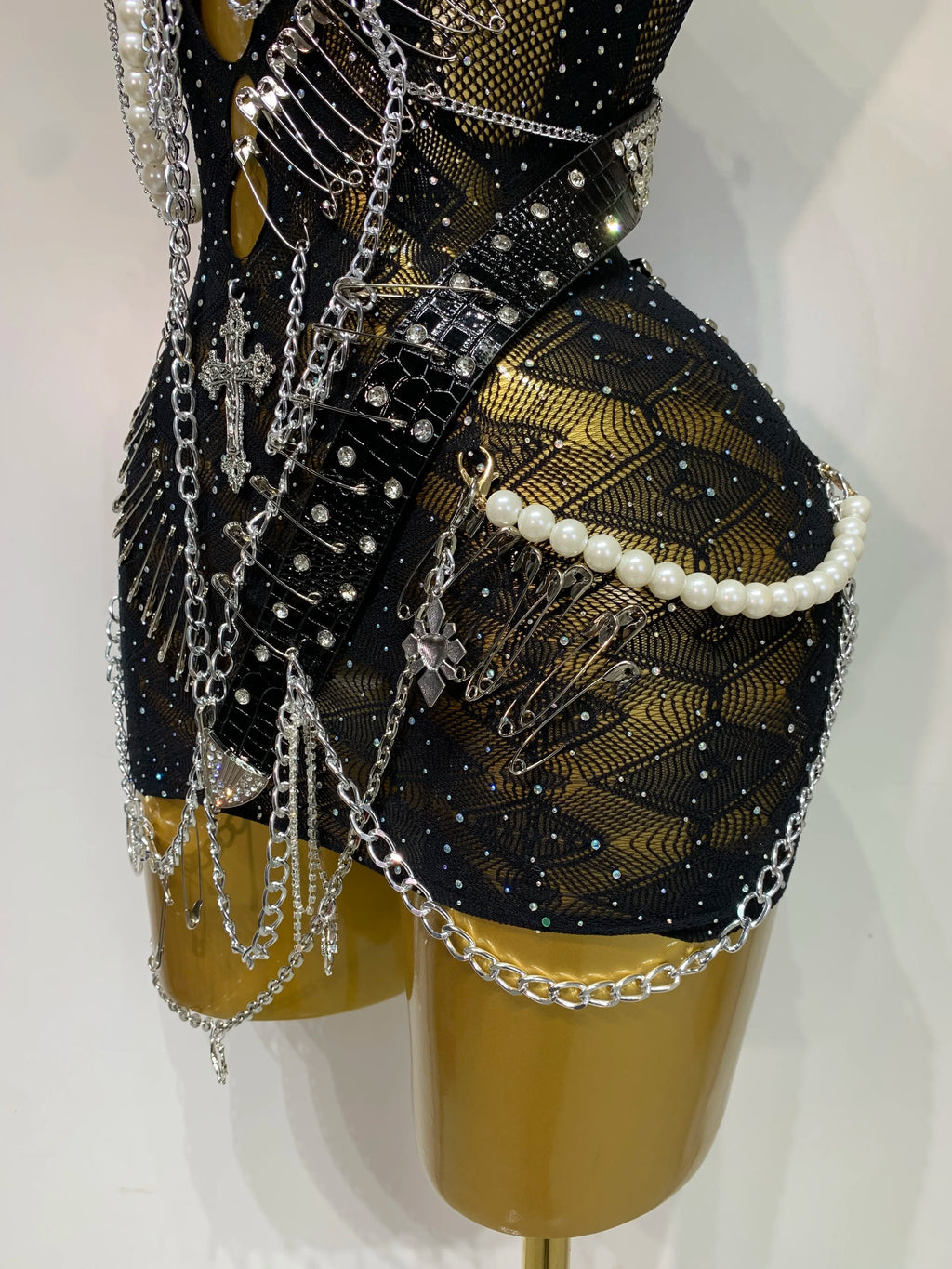 Chain Mesh Mini Dress