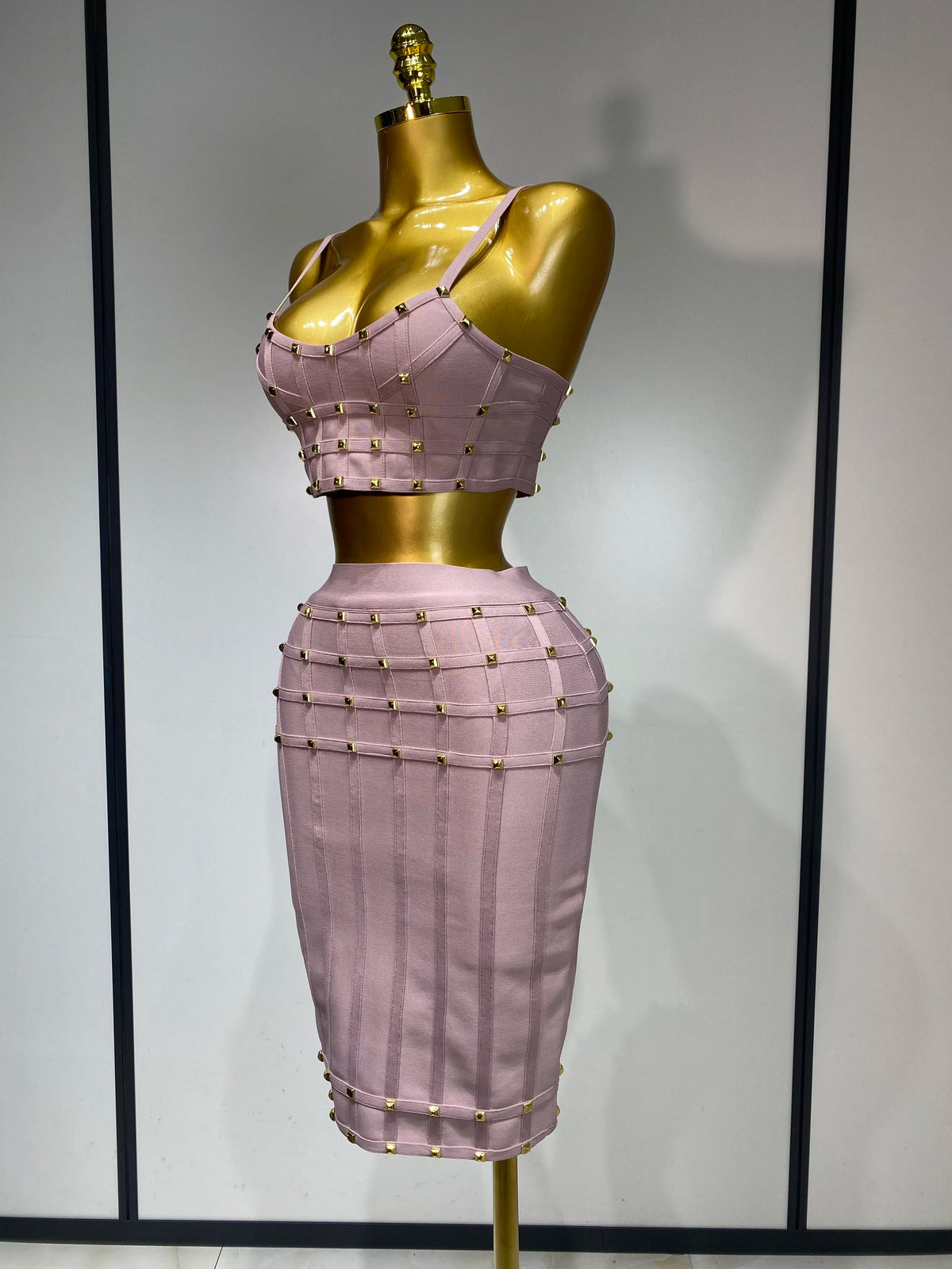 Pink Mauve Two Piece Skirt Set