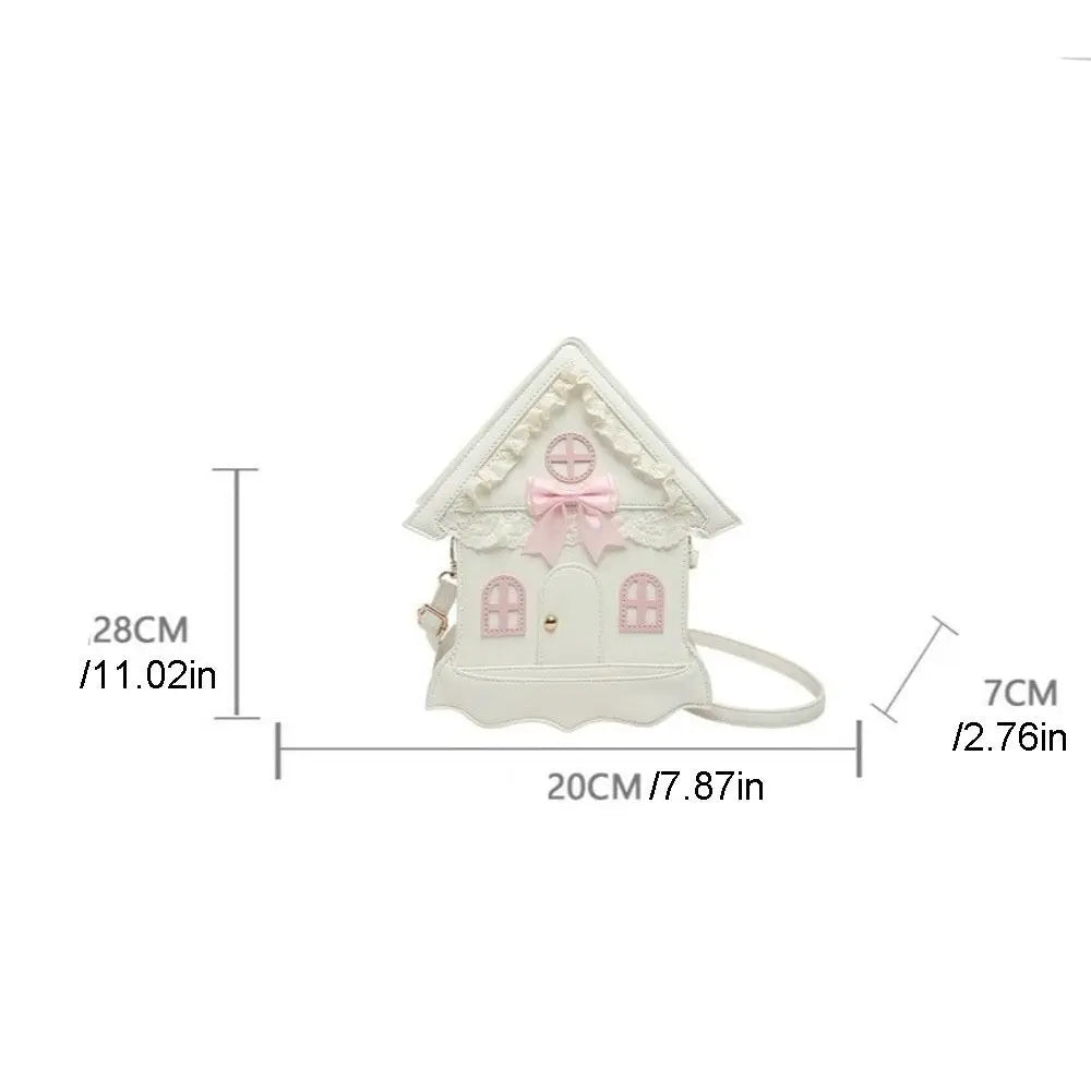 House Shaped Lace Bow Crossbody Purse