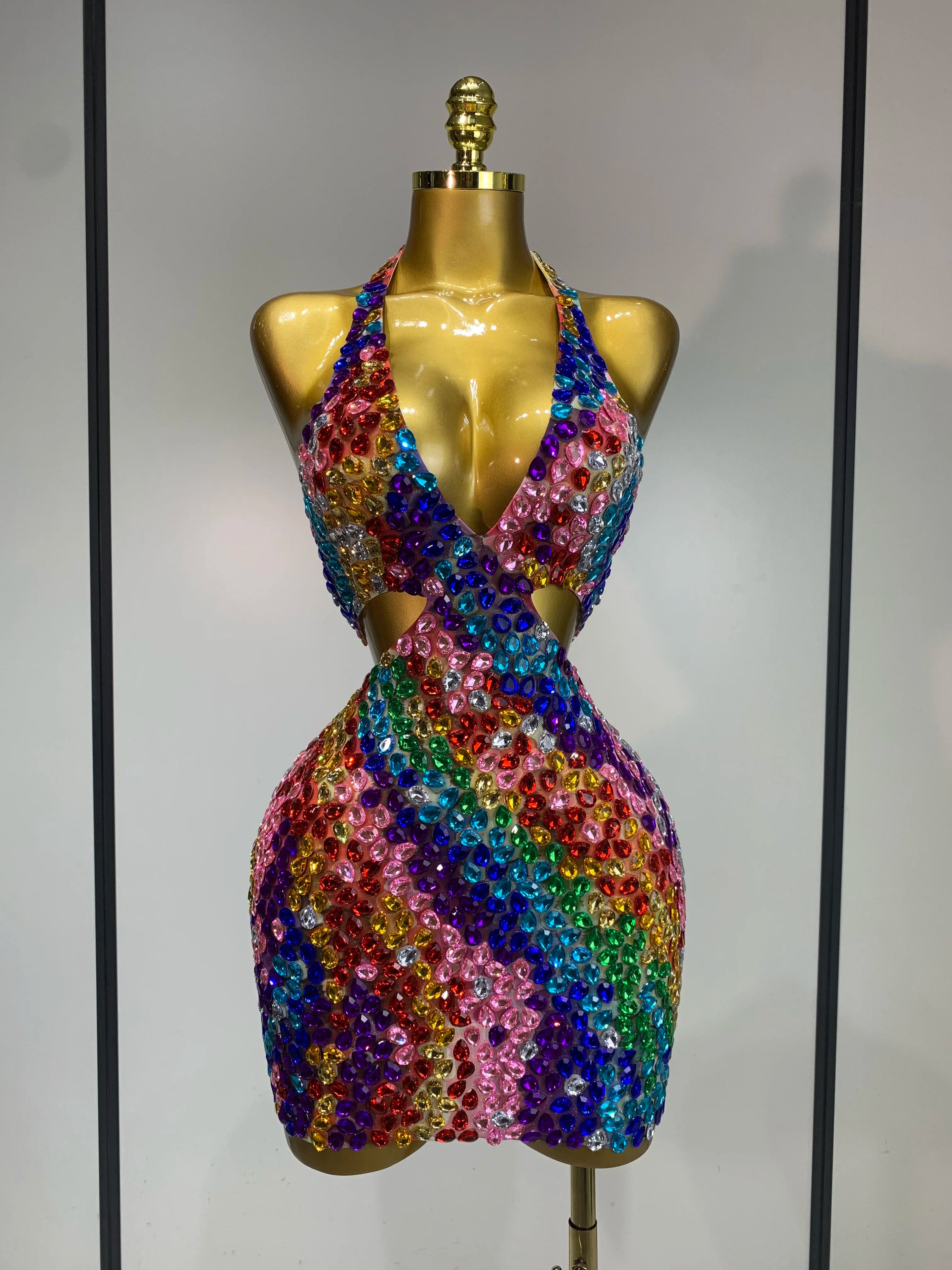 Rainbow Rhinestone Dress