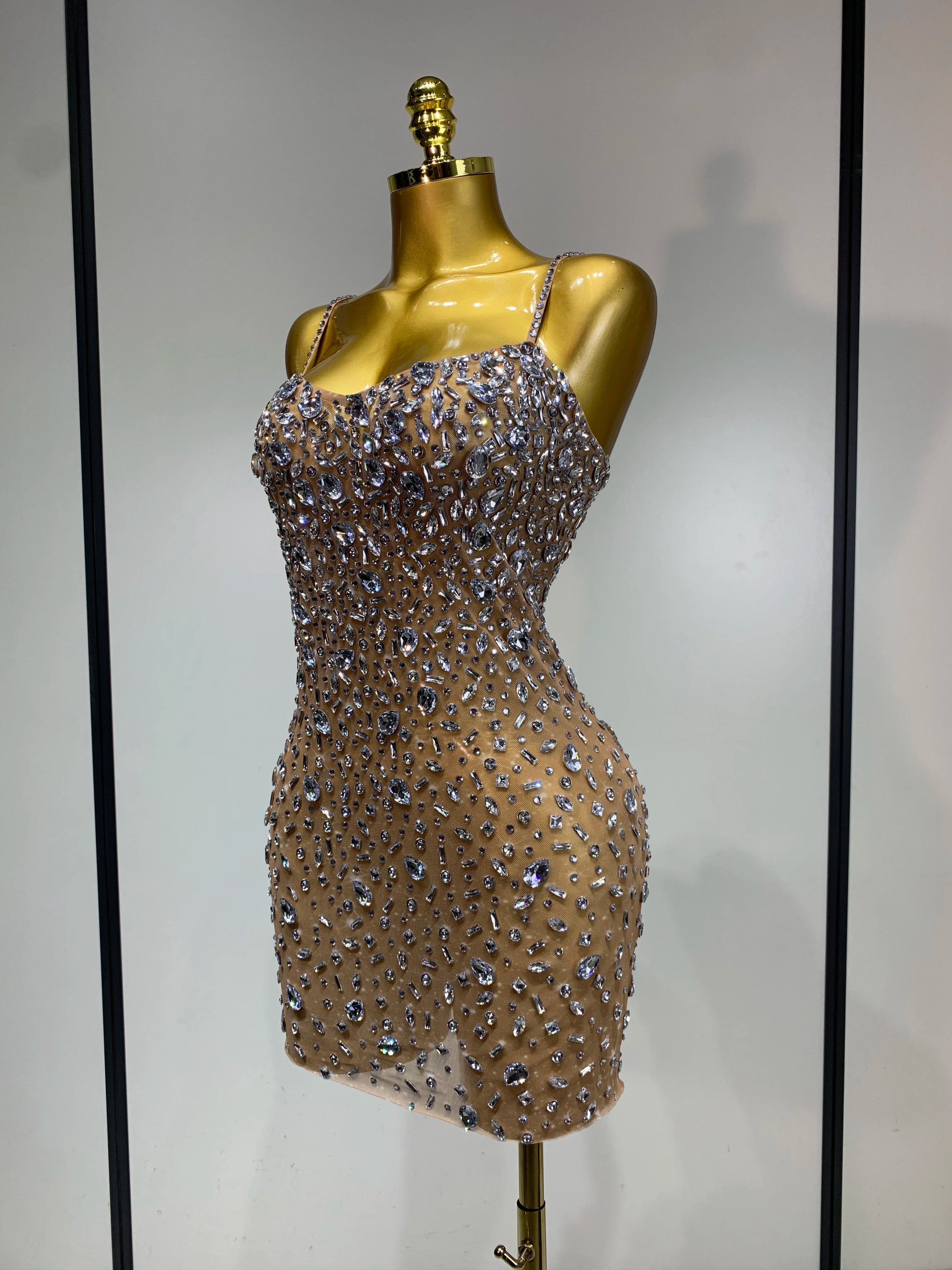 Rhinestone Mini Bodycon Dress