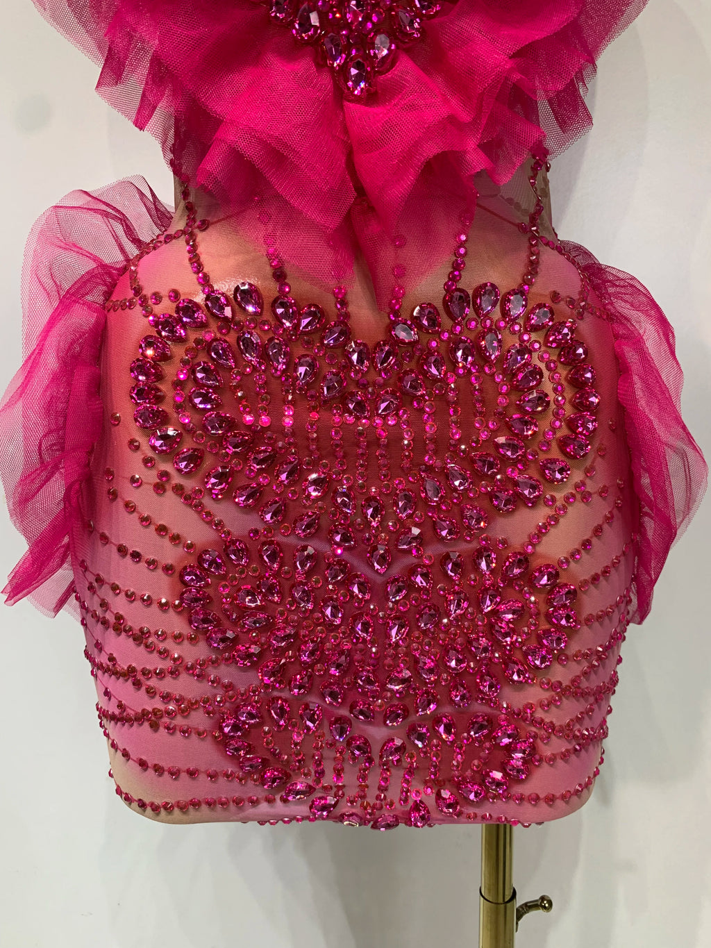 Heart Of Love Sparkly Rhinestone Mesh Mini Dress
