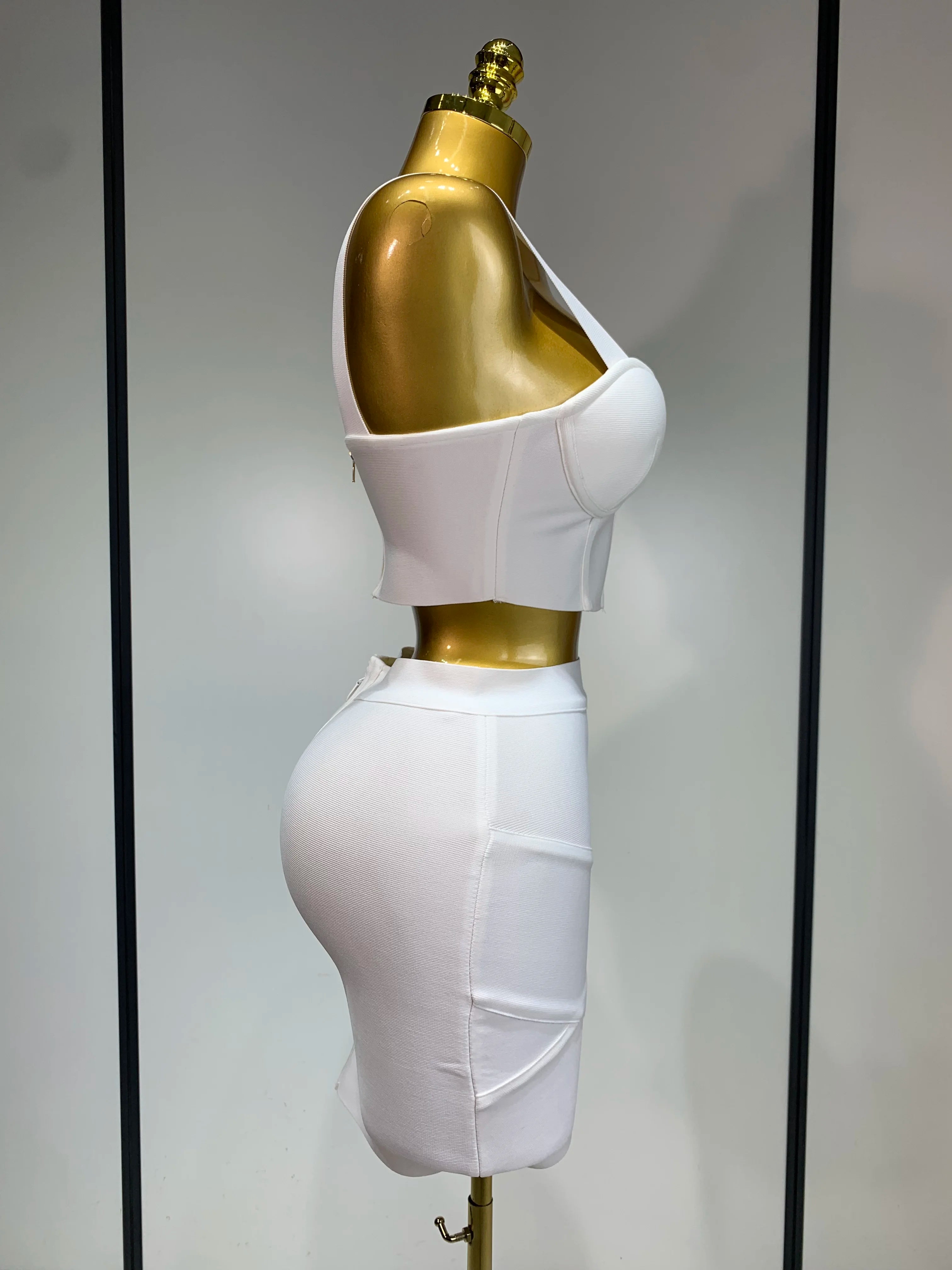 Bandage Corset Two Pieces Skirt Set