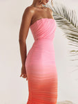 Gradient Ombre Sexy Maxi Dress