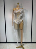 Mesh Ruffles Pearls Jumpsuits