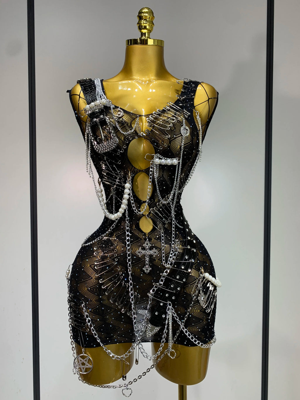 Chain Mesh Mini Dress