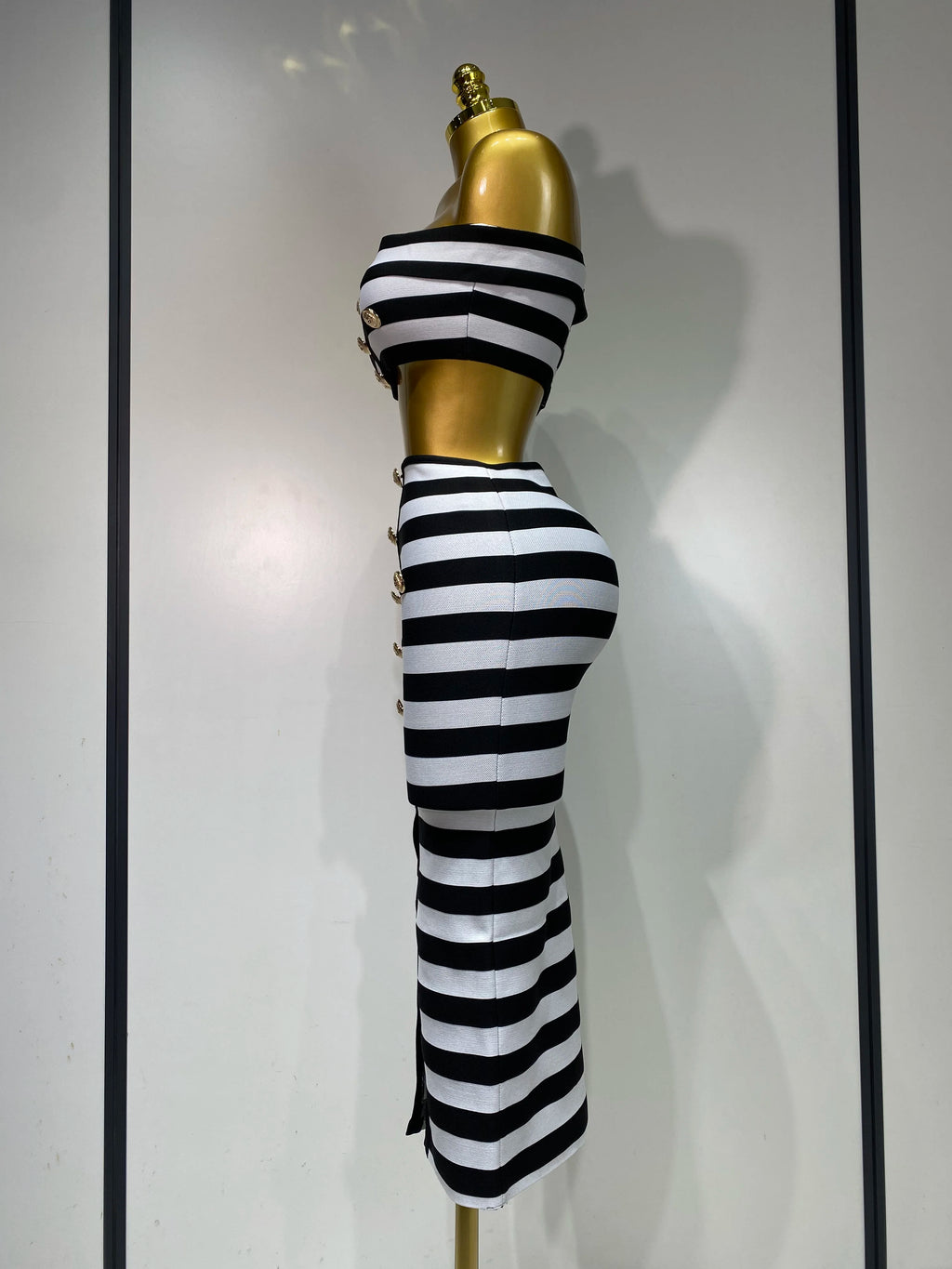 Striped Two Piece Skirt Set