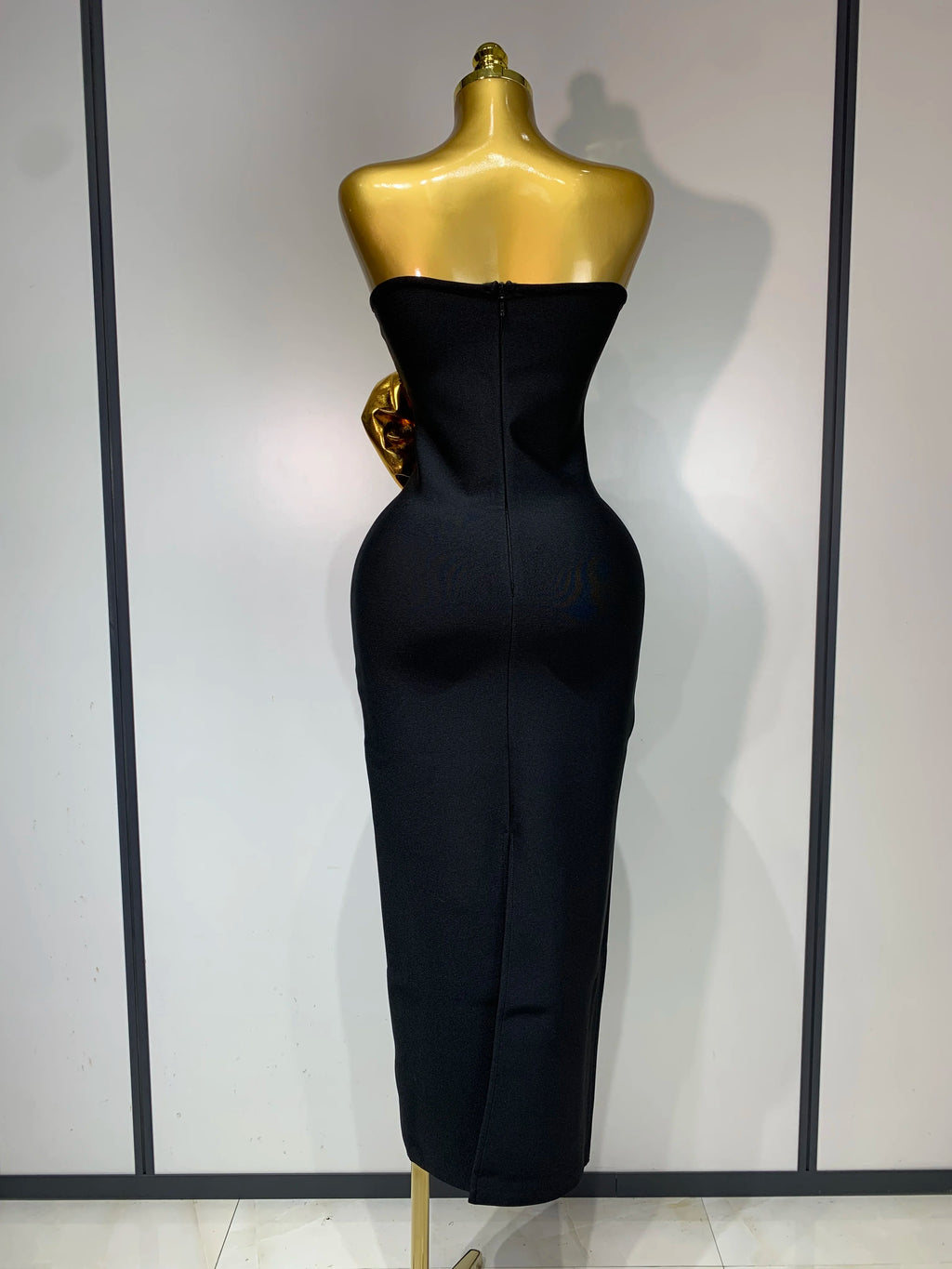 Black Gold Rose Tube Dress
