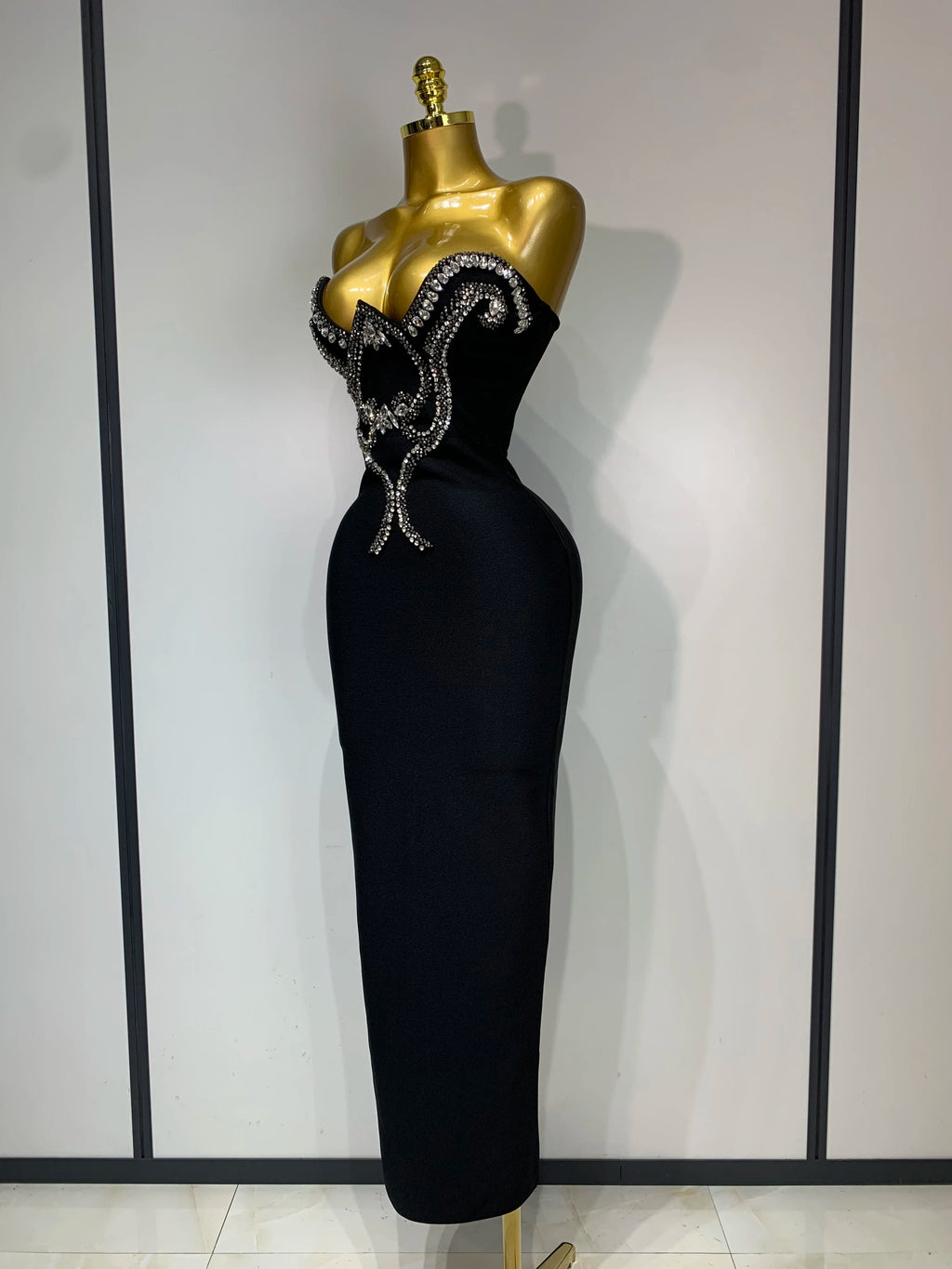 Black Rhinestone Dress