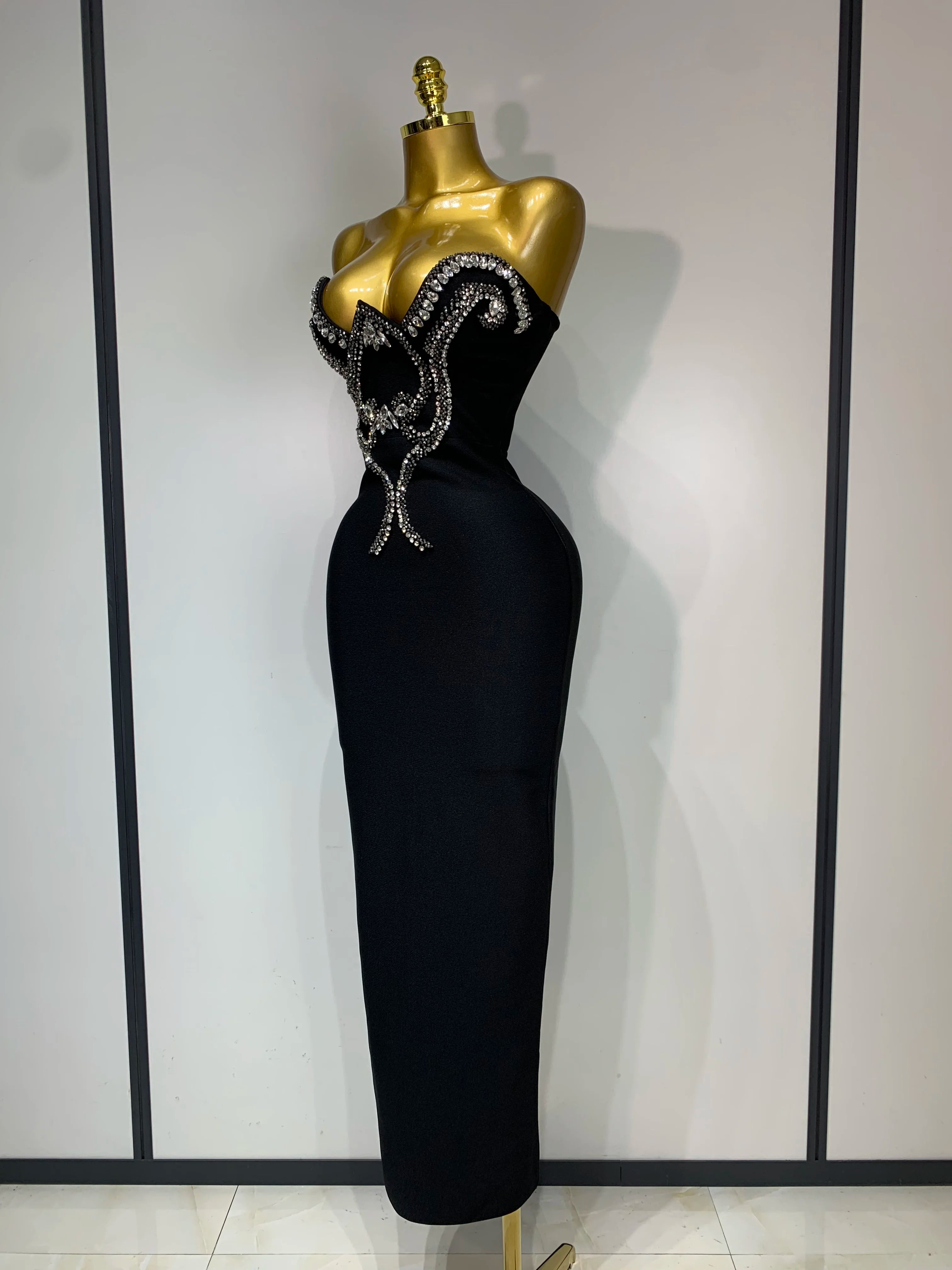 Black Rhinestone Dress