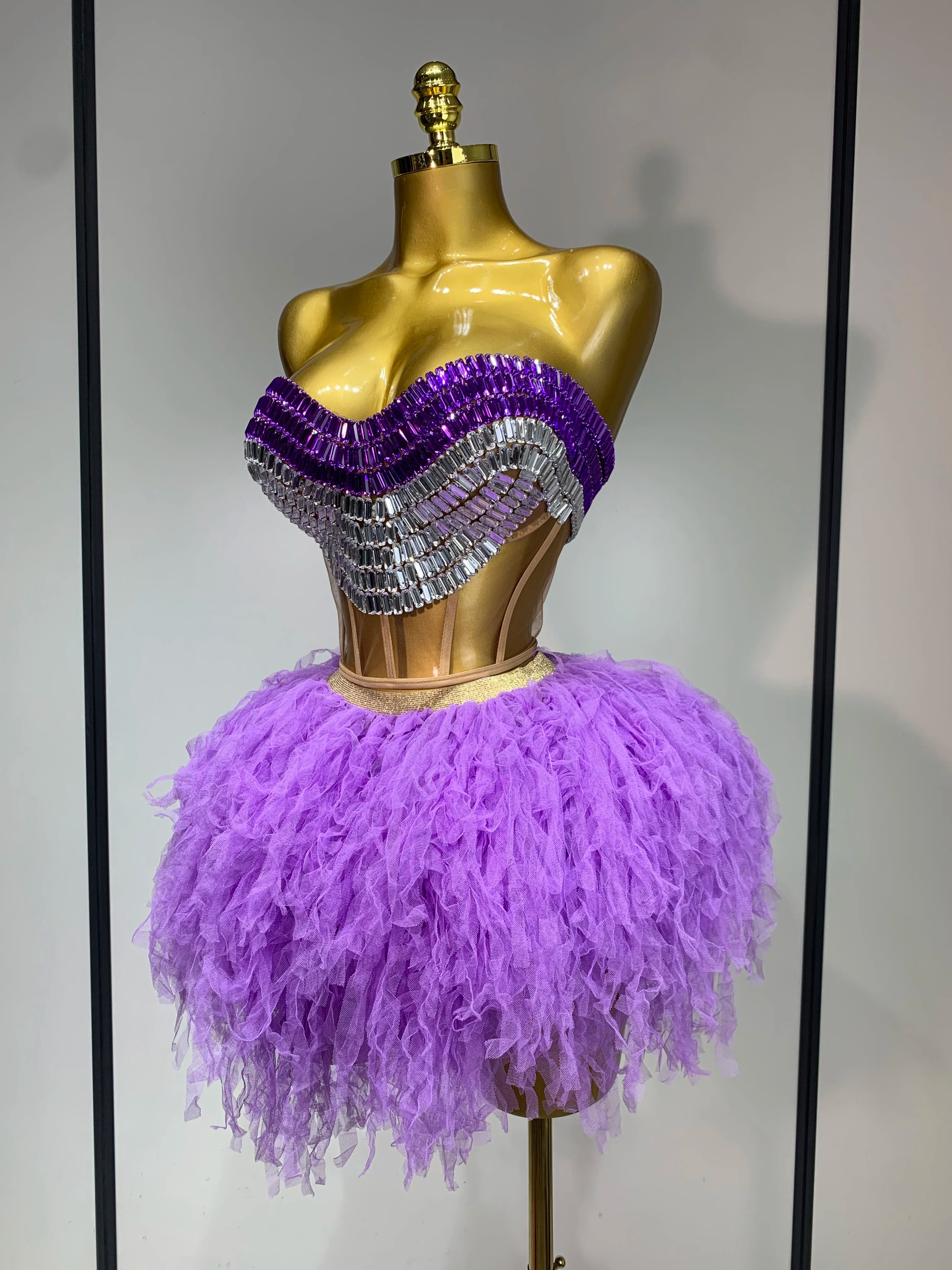 Purple  Two Pieces Skirt Set