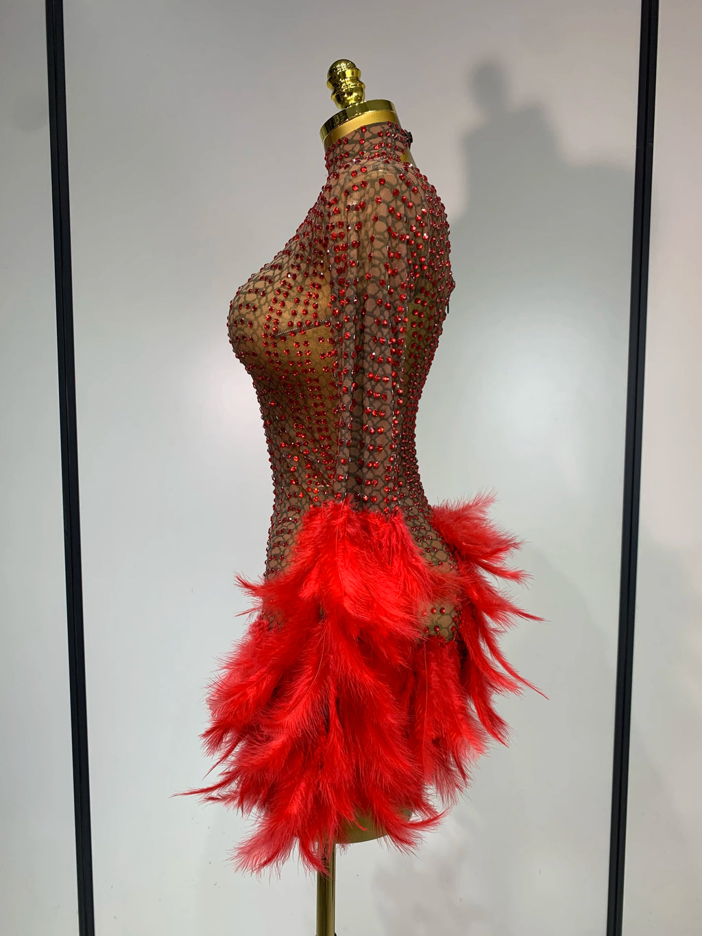 Sexy Flamingo Mesh Feathers Dress