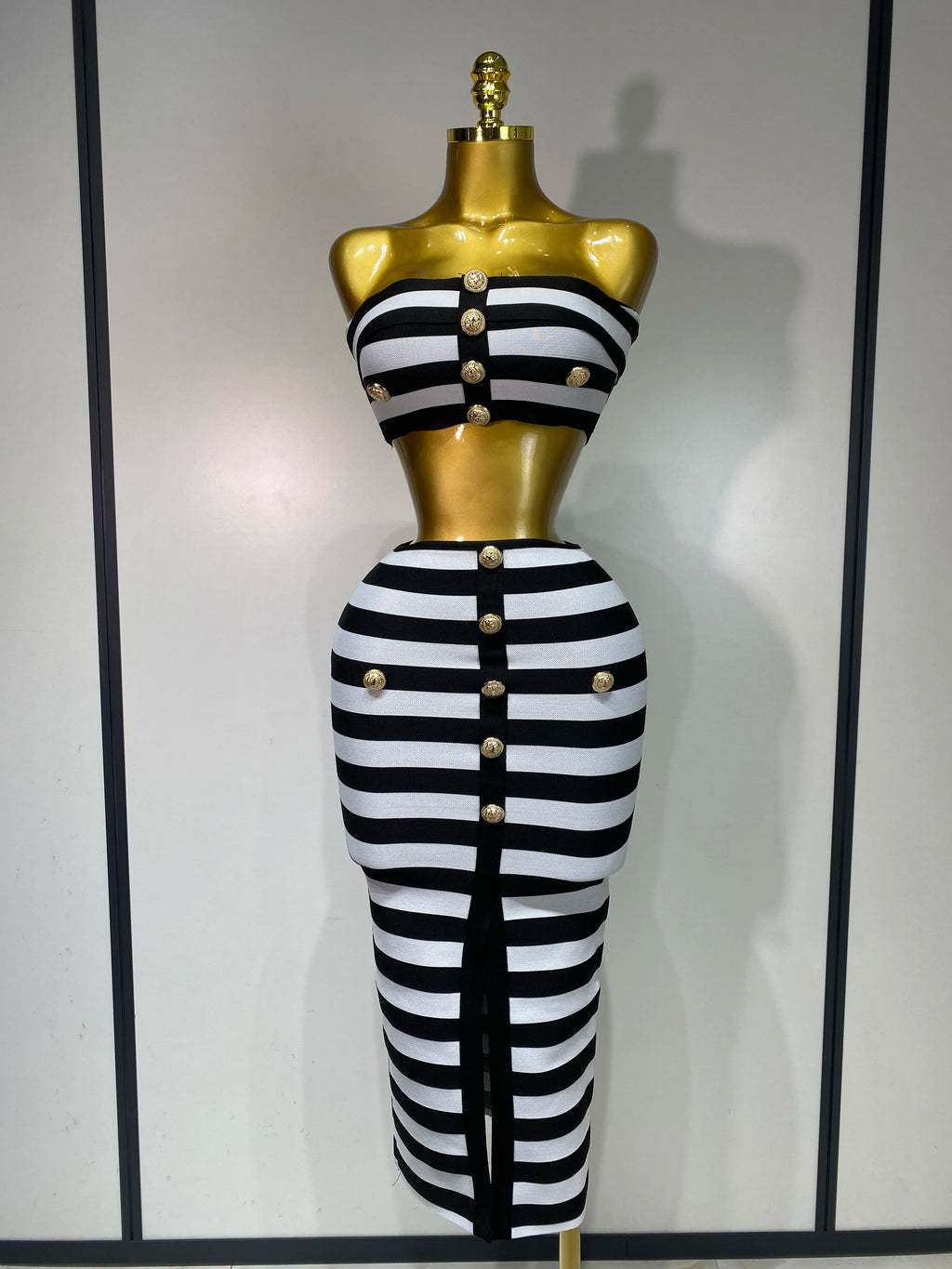 Striped Two Piece Skirt Set