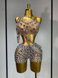 Luxury Diamonds Mesh Two Piece Shorts Set