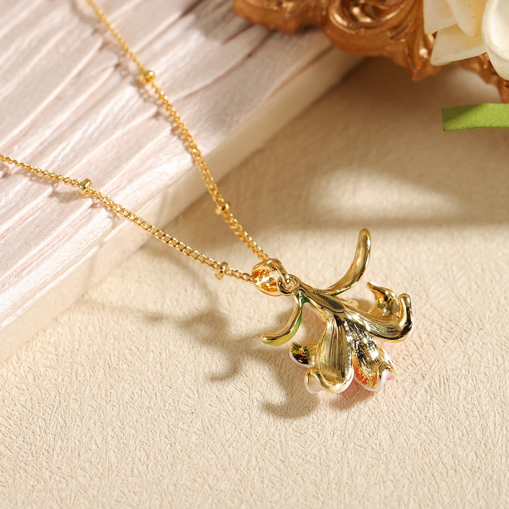 Lily Flower Pendant Necklace