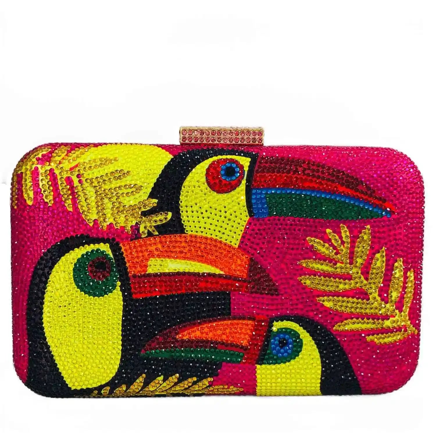 Toucan Bird Crystal Rhinestone Clutch Chain Purse