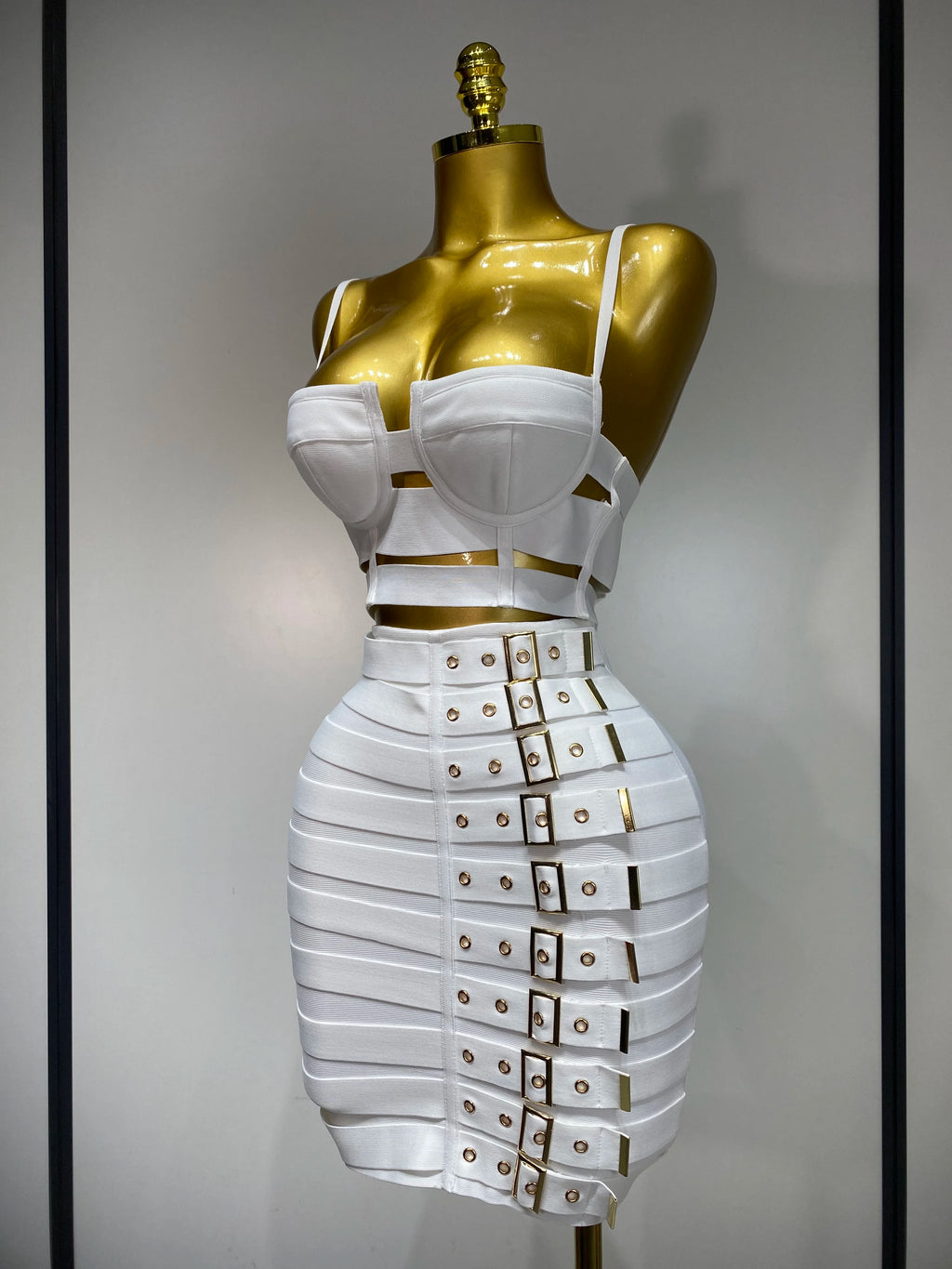 Cut Out Mini Bodycon Bandage Skirt Two Piece Set
