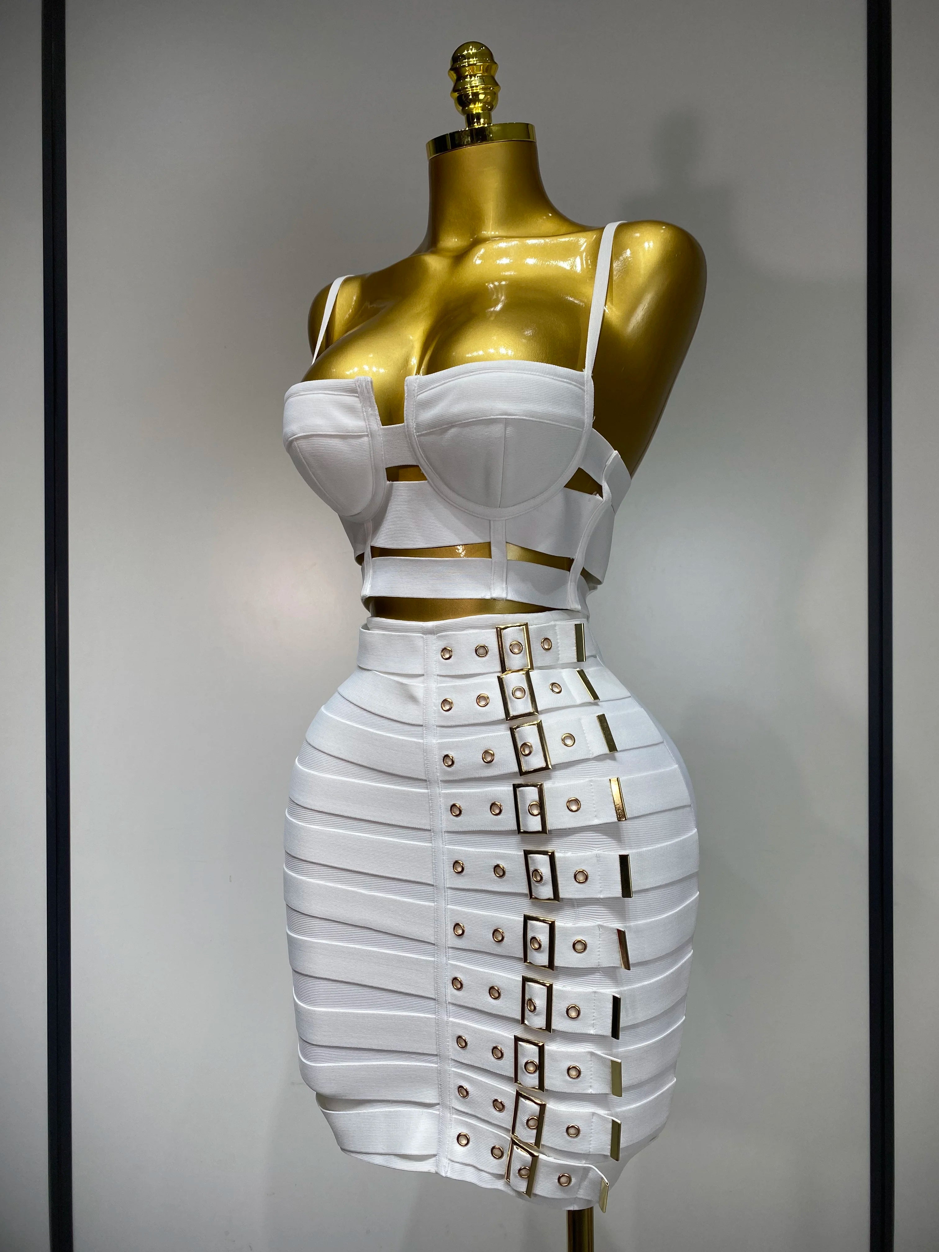 Cut Out Mini Bodycon Bandage Skirt Two Piece Set