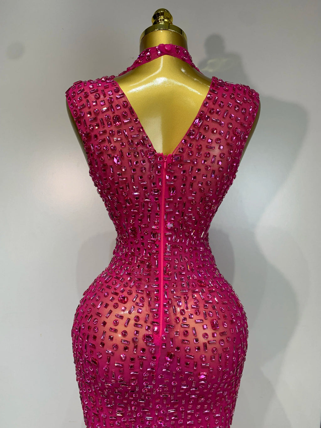 Raspberry Crystal Mesh Dress