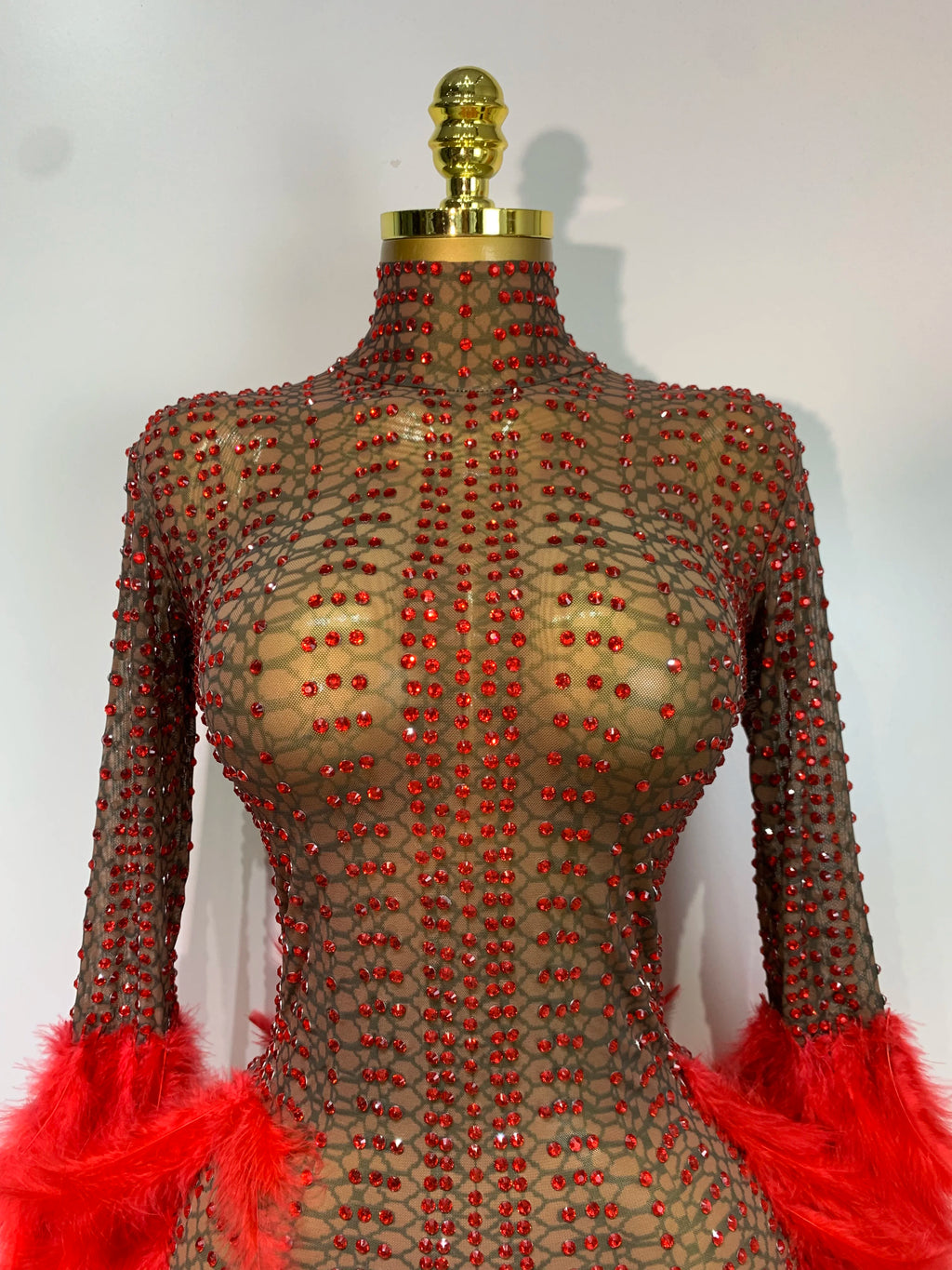 Sexy Flamingo Mesh Feathers Dress