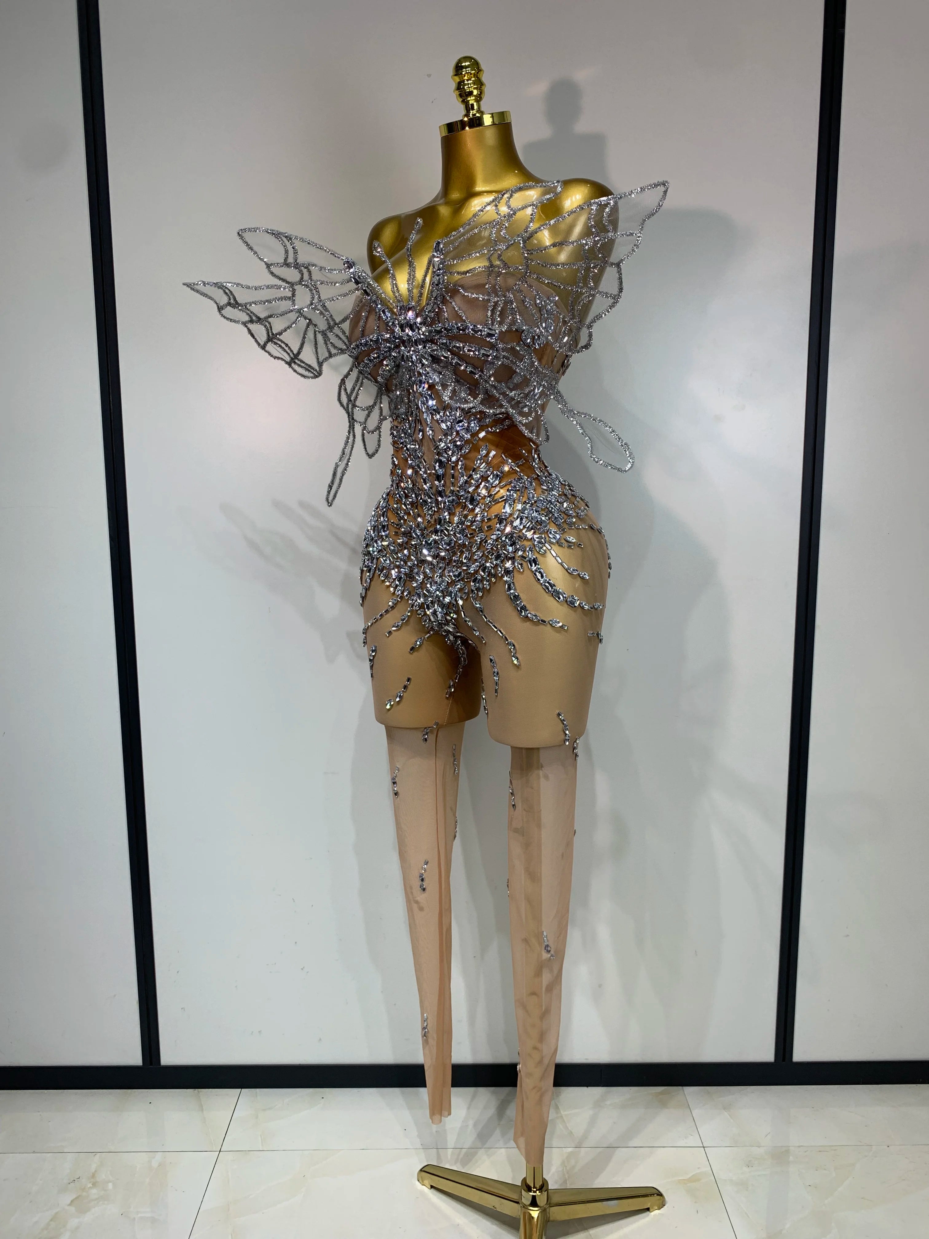 Sparkly Silver Diamond Butterfly Jumpsuit