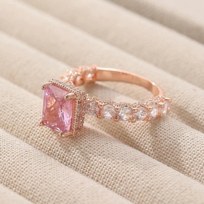Luxurious Rose Gold Pink Ring