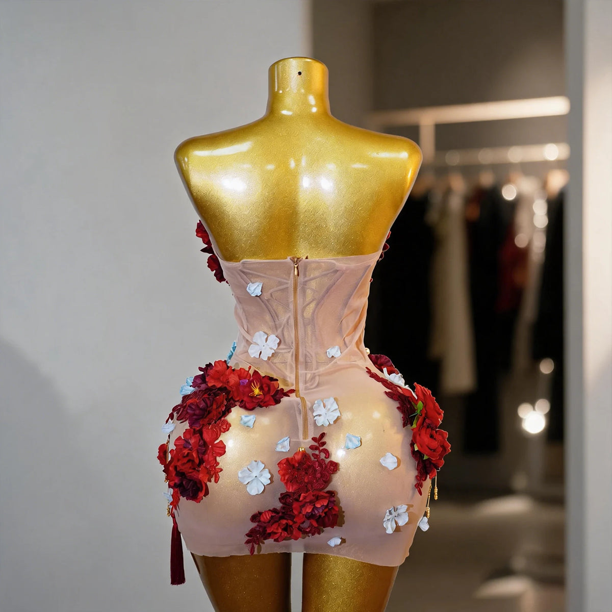 Love Galore Mesh Floral Mini Dress