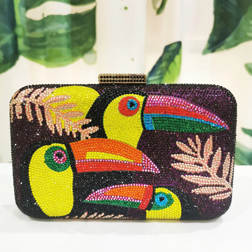 Toucan Bird Crystal Clutch