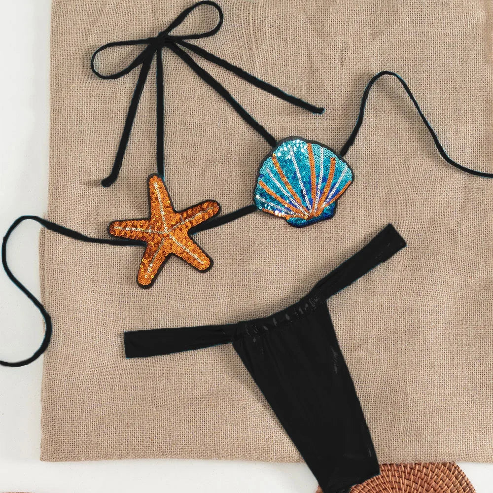 Mermaid Sequin Shell Starfish Bikini