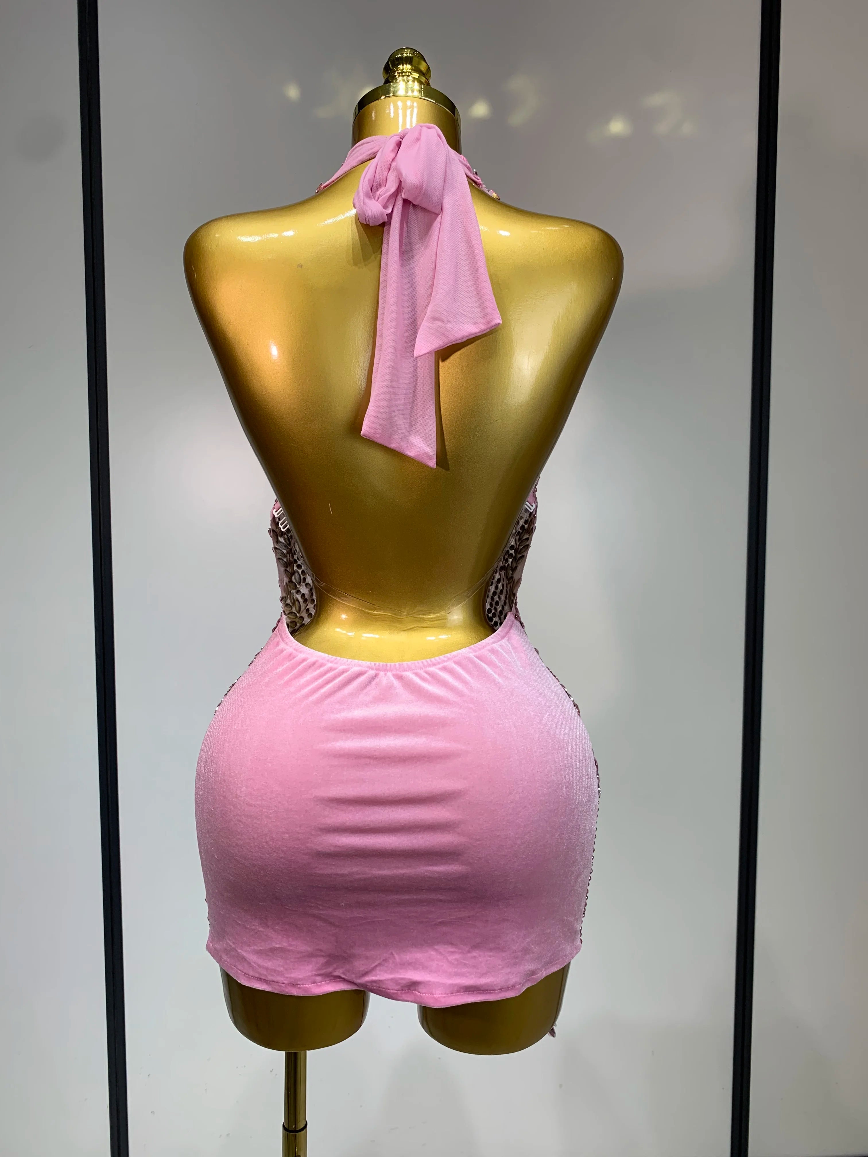 Crystal Diamond Mesh Dress