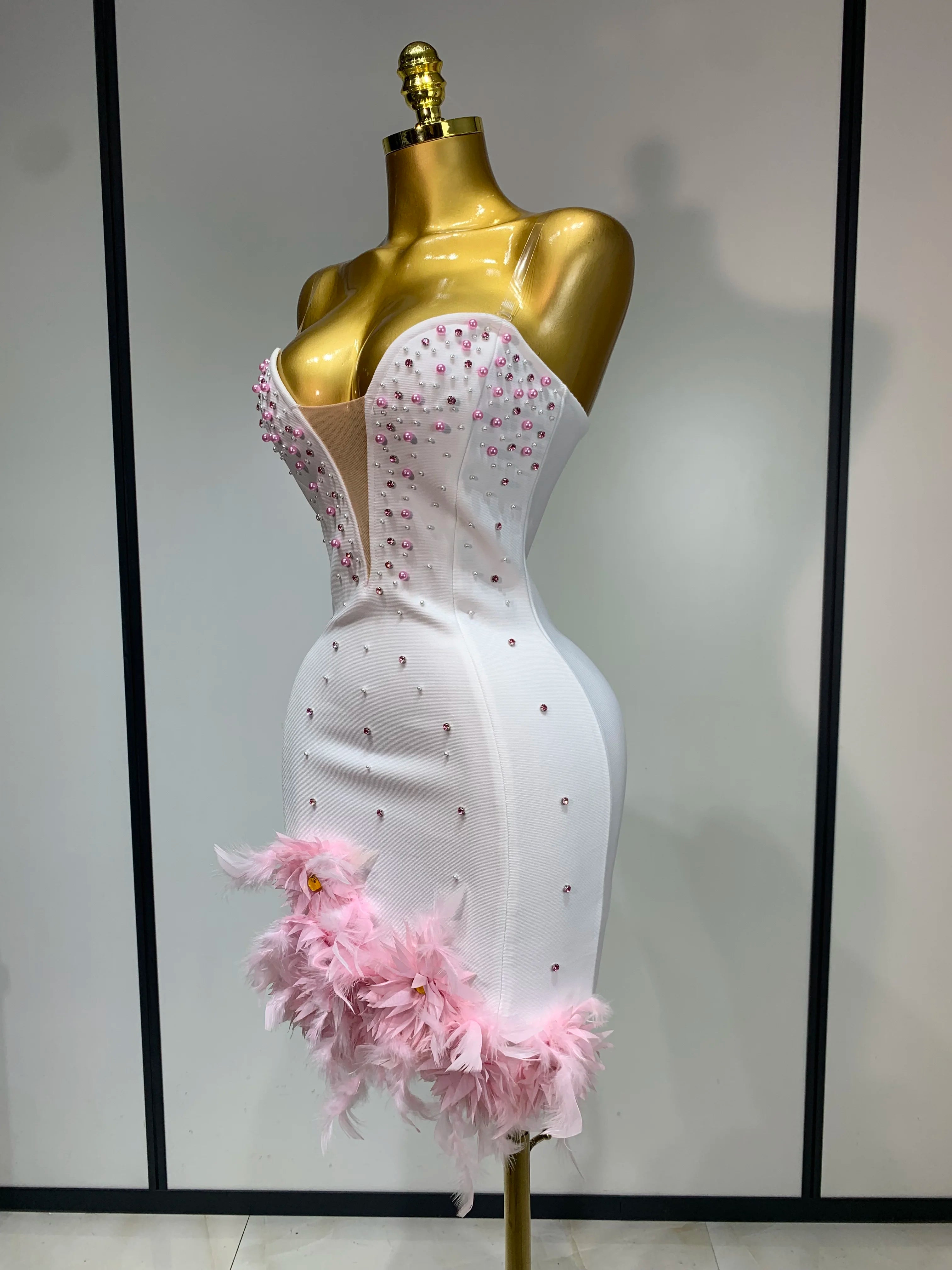 Pink Pearls Feather Dress