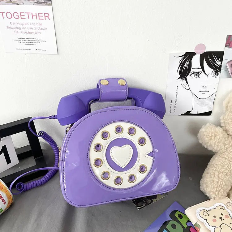 Telephone Shaped Crossbody Bag PU Leather