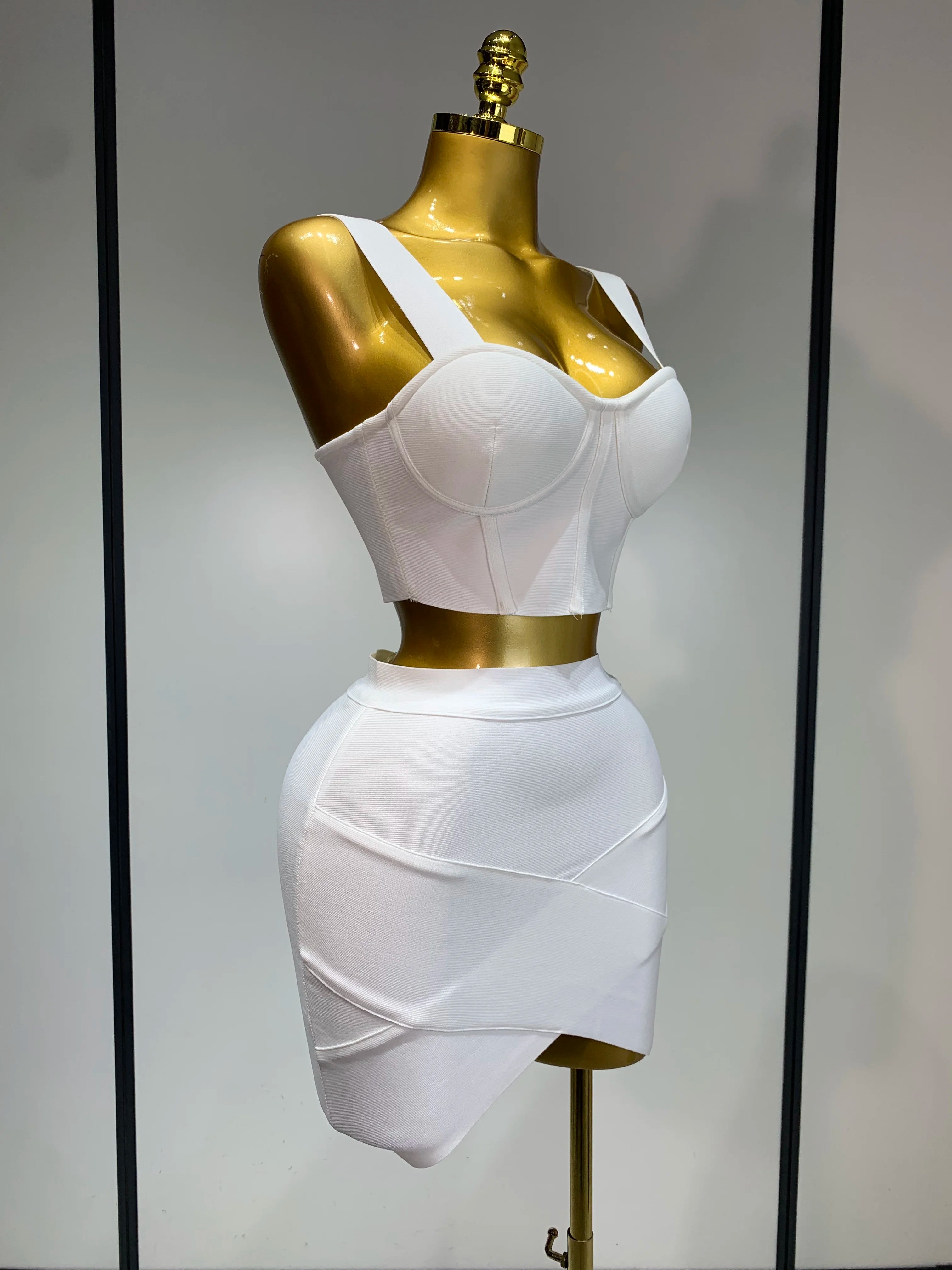Bandage Corset Two Pieces Skirt Set