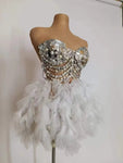 Pearl Sequin Crystal Short Tutu Dress