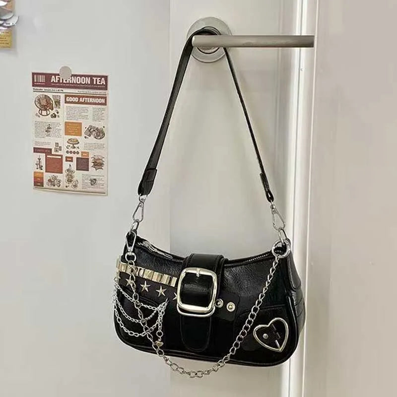 Y2K Heart Chain Bag