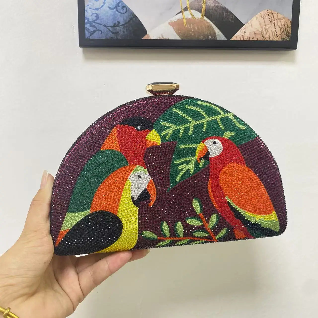 Parrot Rhinestone Crystal Clutch