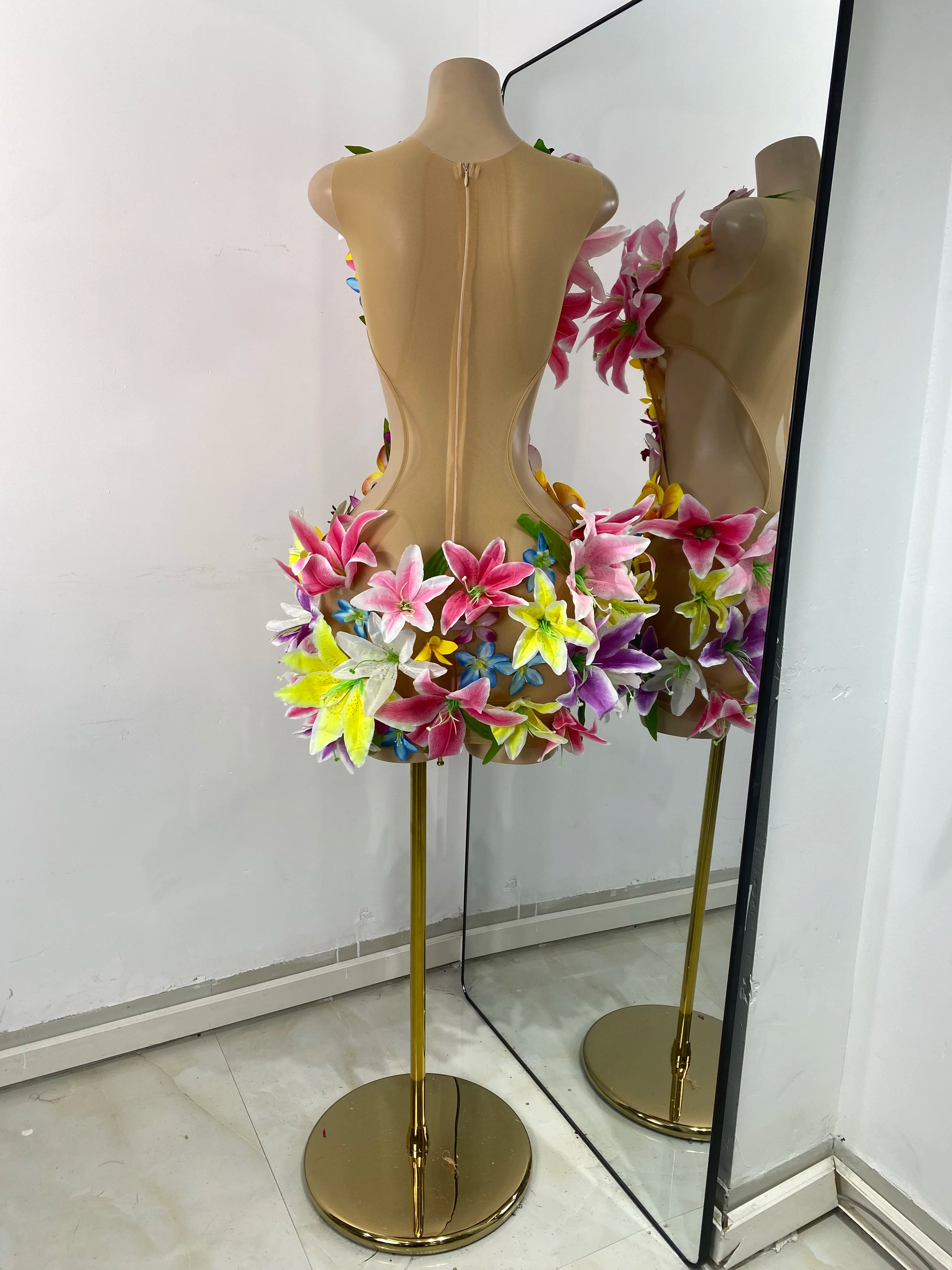 Summer Tropical Flower Mesh Dress
