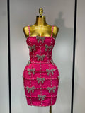 Pink Pearl Bow Rhinestone Dress