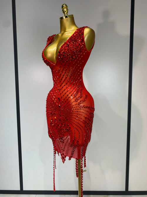5 Star Baddie Crystal Mesh Dress