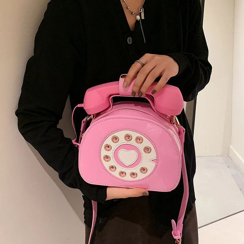 Telephone Shaped Crossbody Bag PU Leather