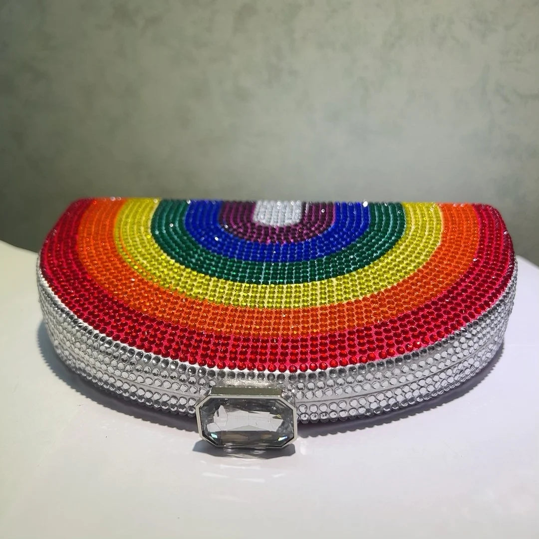 Rainbow Crystal Clutch Shoulder Bag