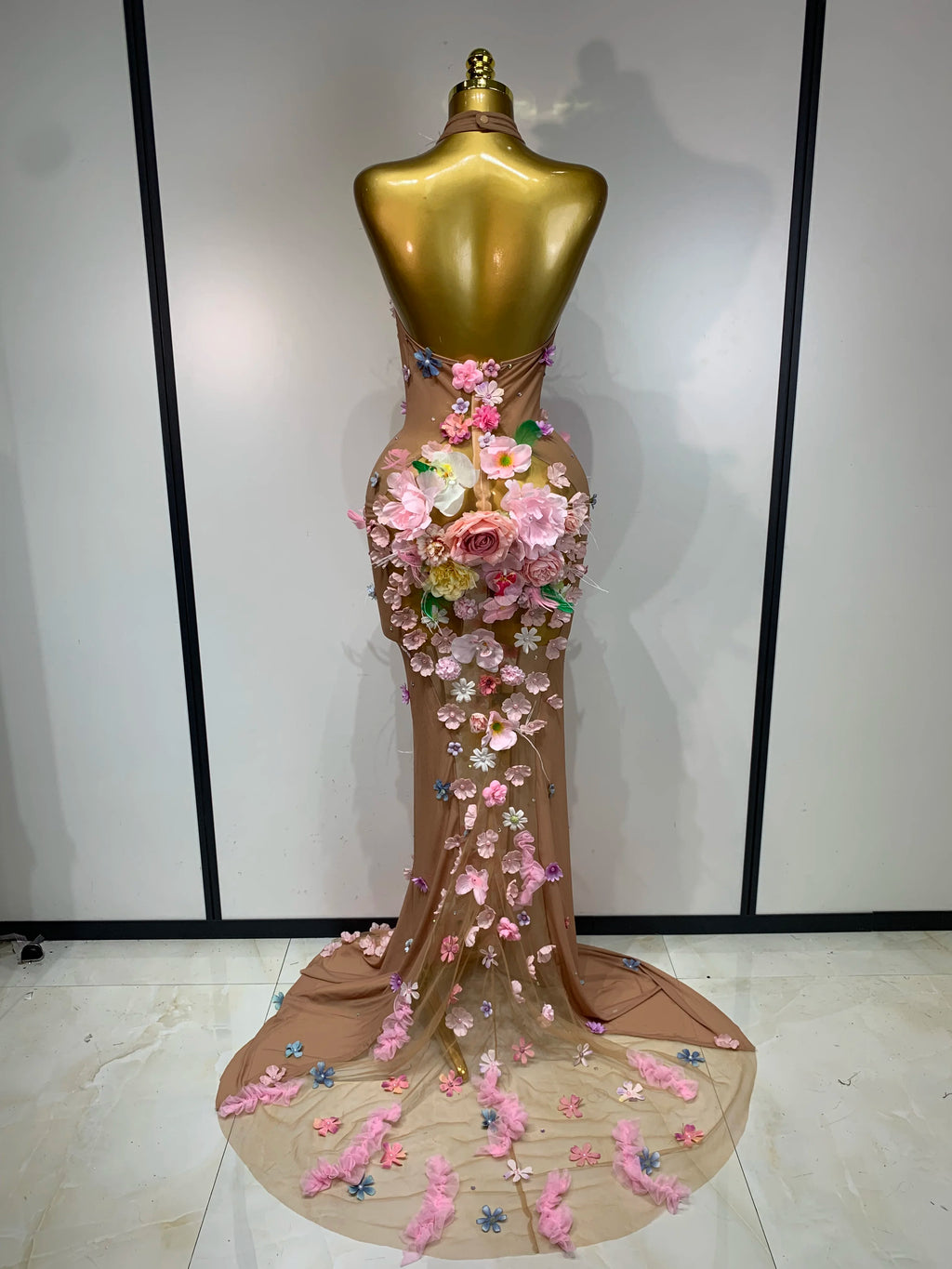 Flower Goddess Halter Mesh Dress