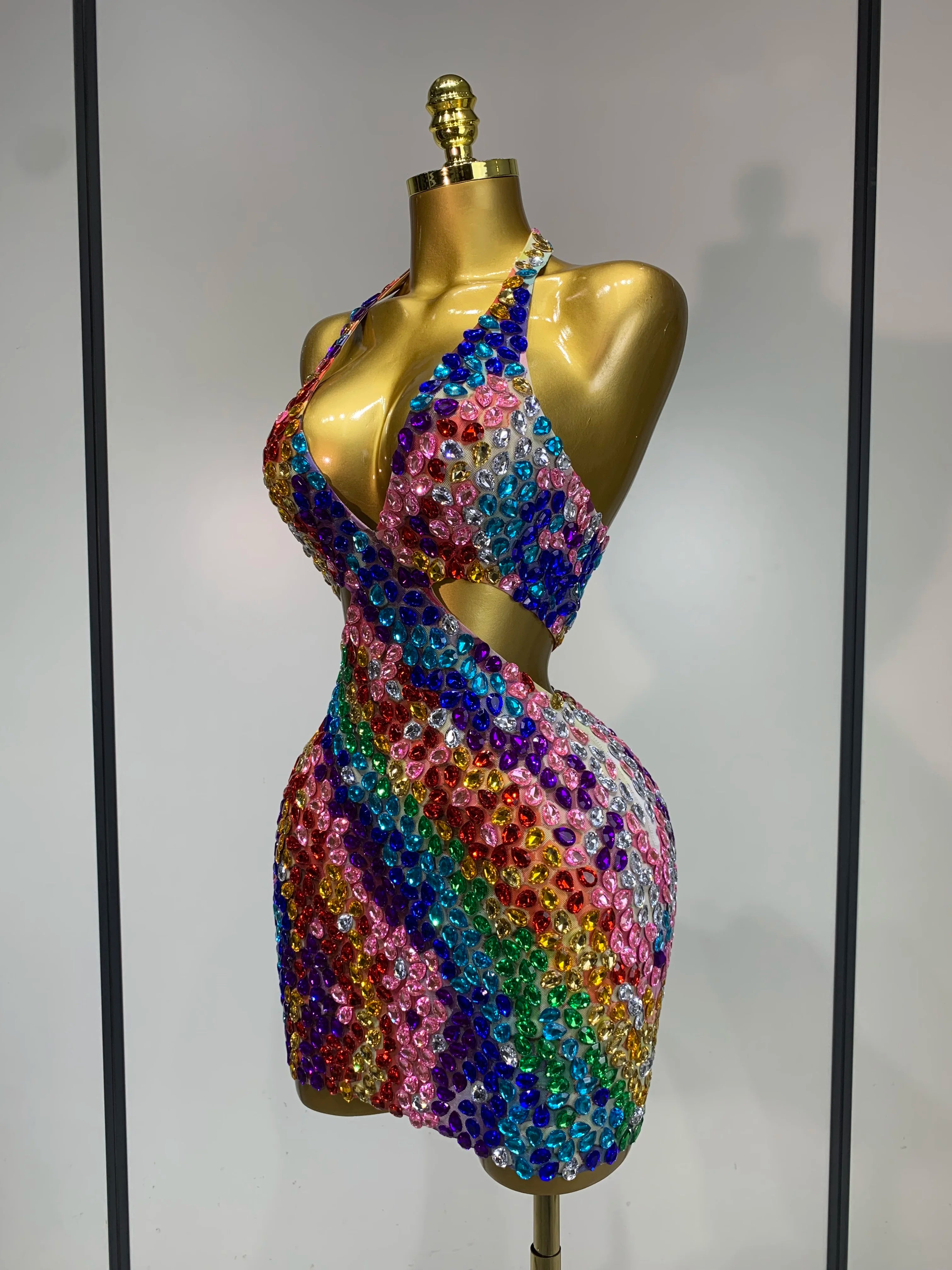 Rainbow Rhinestone Dress