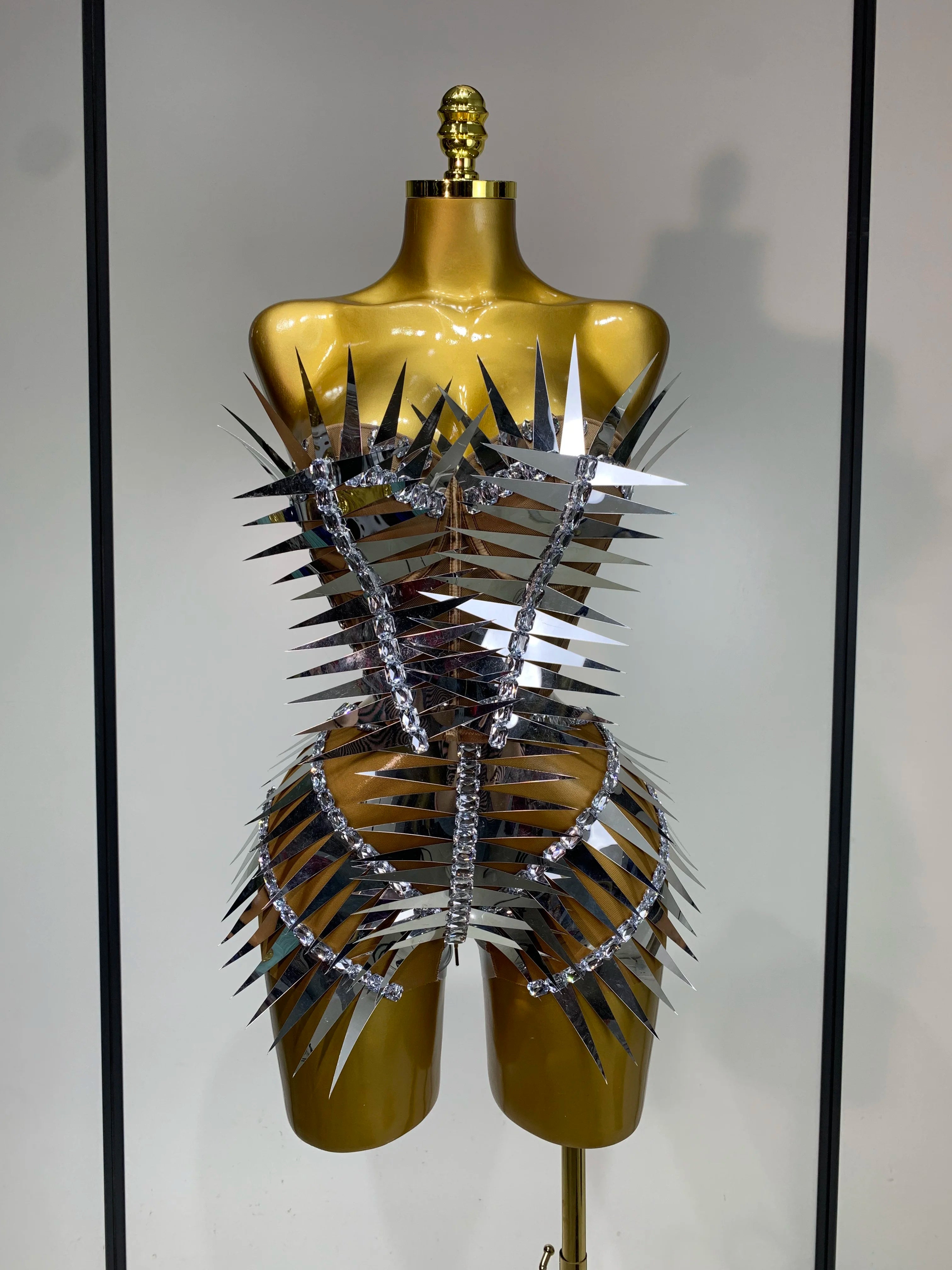 Luxury Sparkly Spike Diamonds Two Pieces Set