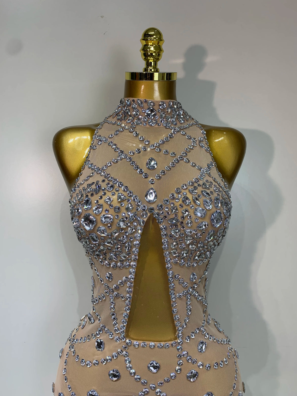 Luxury Diamonds Feather Mesh Mini Dress