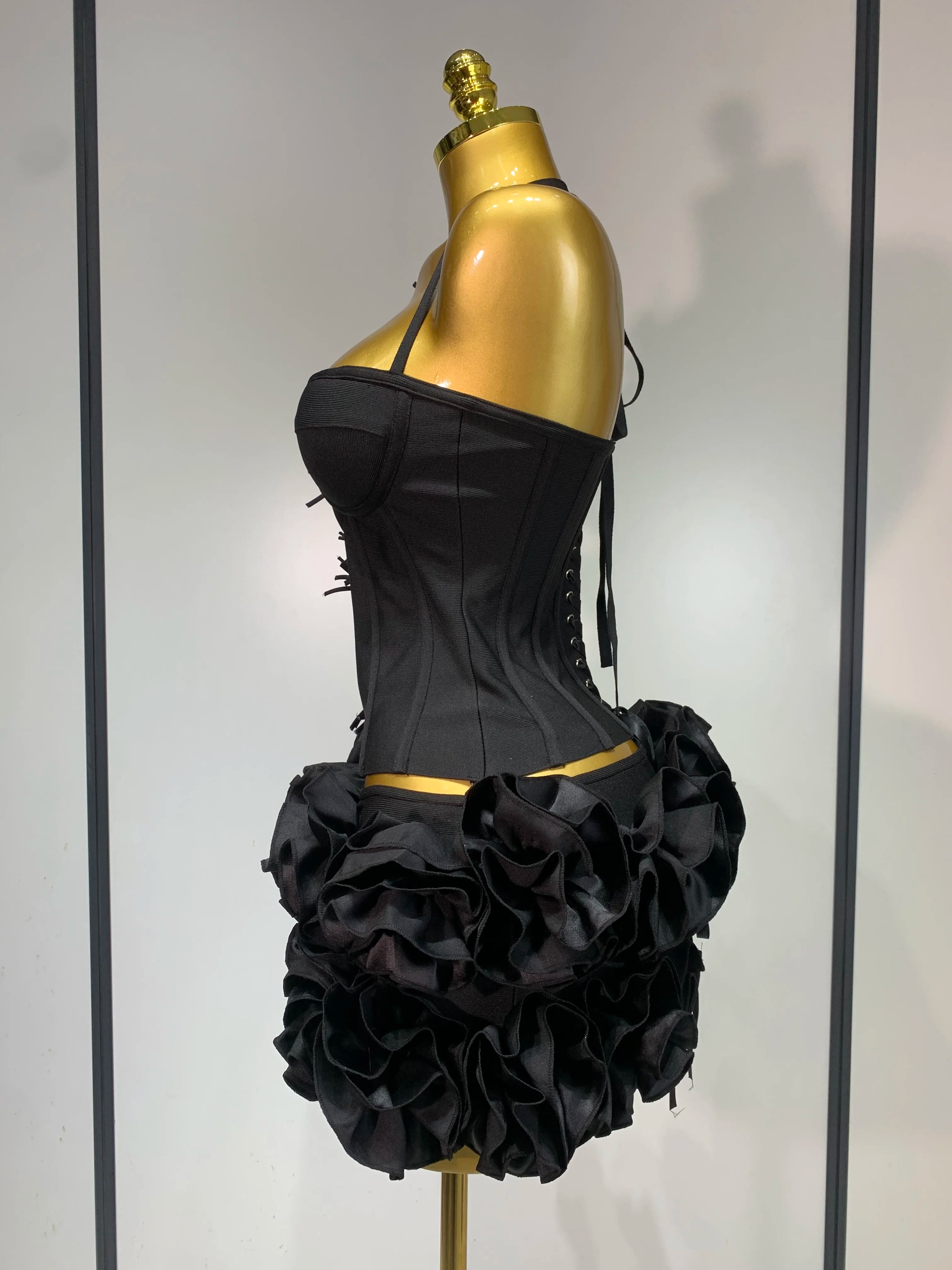 Flower Corset Two Piece Skirt Set
