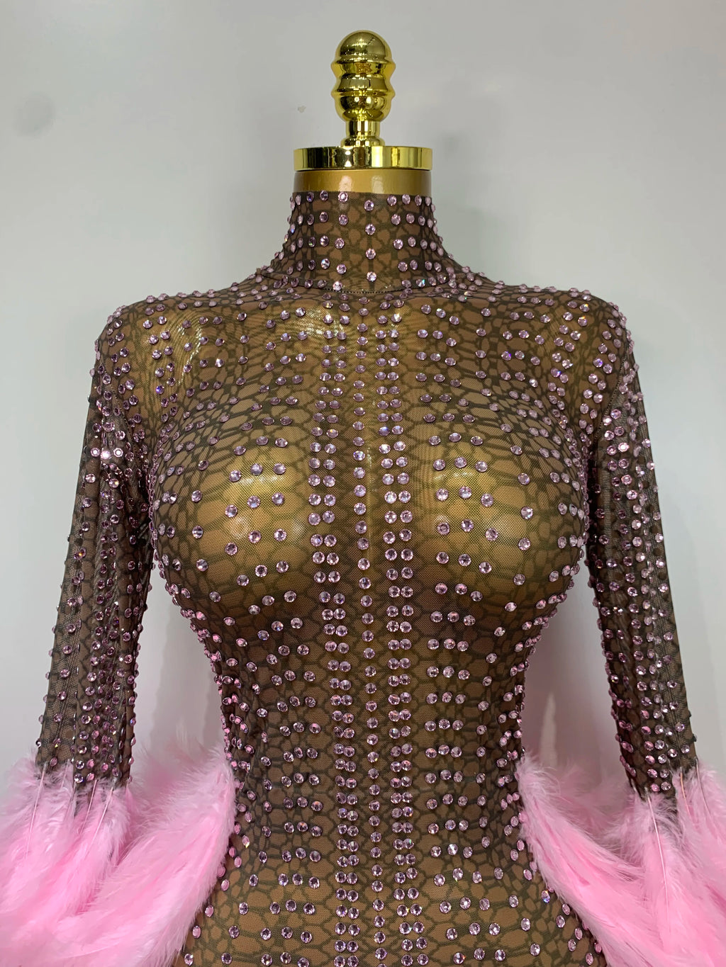 Sexy Flamingo Mesh Feathers Dress