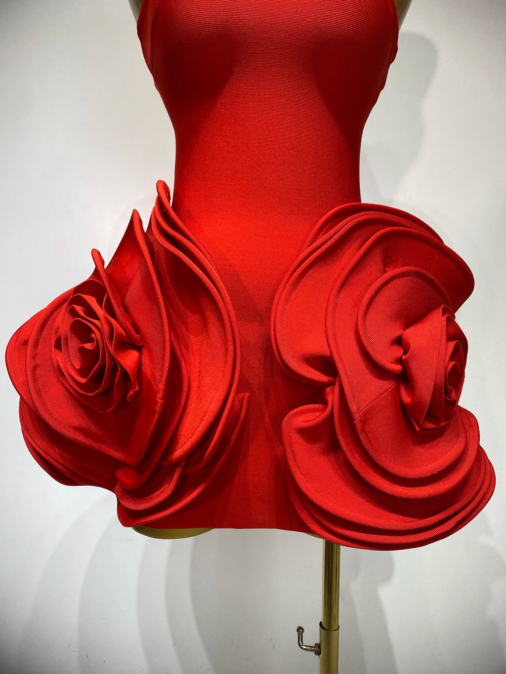 Red Rose Flower Mini Bodycon Dress