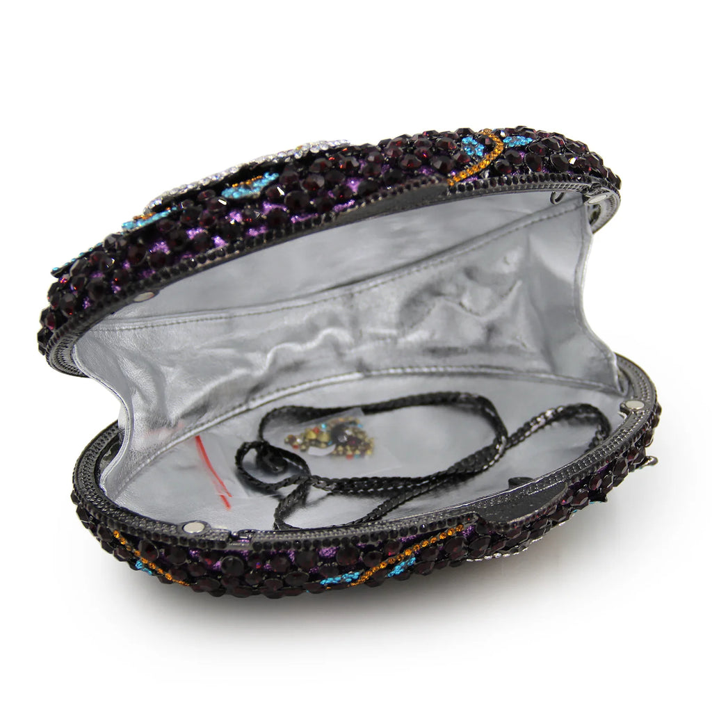 Oval Diamond Flower Crystal Clutch
